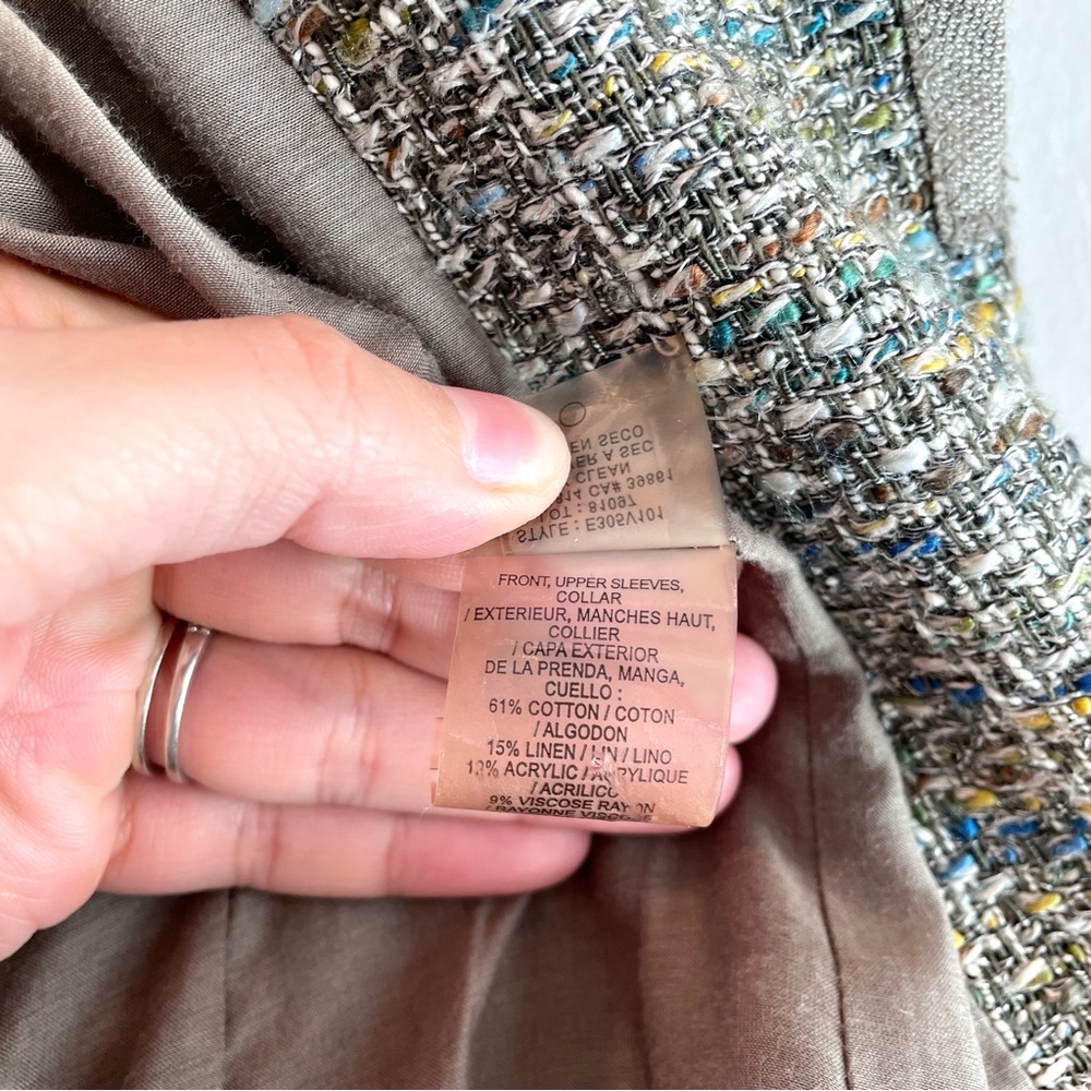 Elie Tahari 2 PC Linen Blend Tweed Blazer Pants Suit Set - Picture 7 of 16